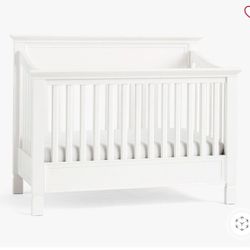 Crib, Converter & Mattress Deal - PB Larkin Crib w. Adapter & Newton Mattress, 
