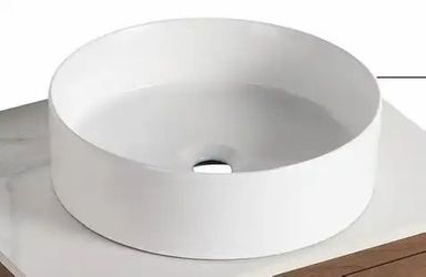 White Round Ceramic Vessel Sink