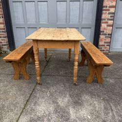 Pair Of Antique Pine Benches