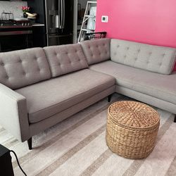 West elm drake bumper Sectional In Twill Grey