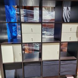 16 Cube Storage Organizer Furniture Dark Brown