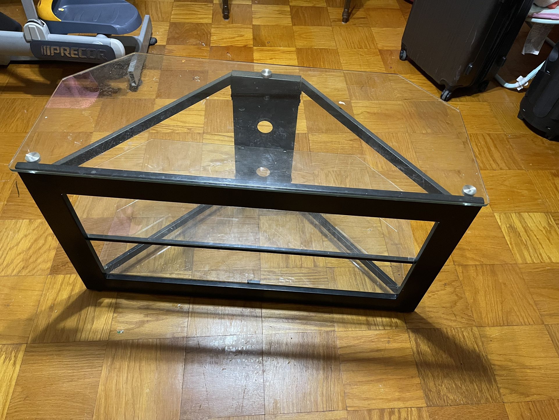 GLASS 3 TIERS METAL TV STAND