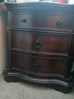 Cal king Bedroom Set Dark Wood With Marble Top