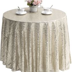 Champagne Sequin Tablecloth 90" 