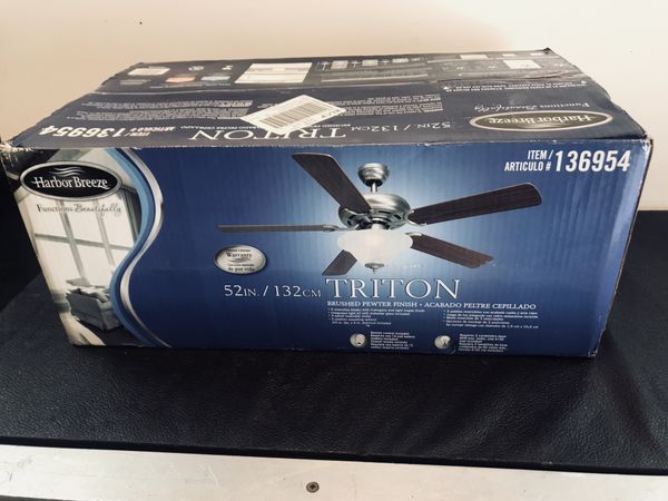 Harbor Breeze Triton Ceiling Fan 52 Inch Brushed Pewter With