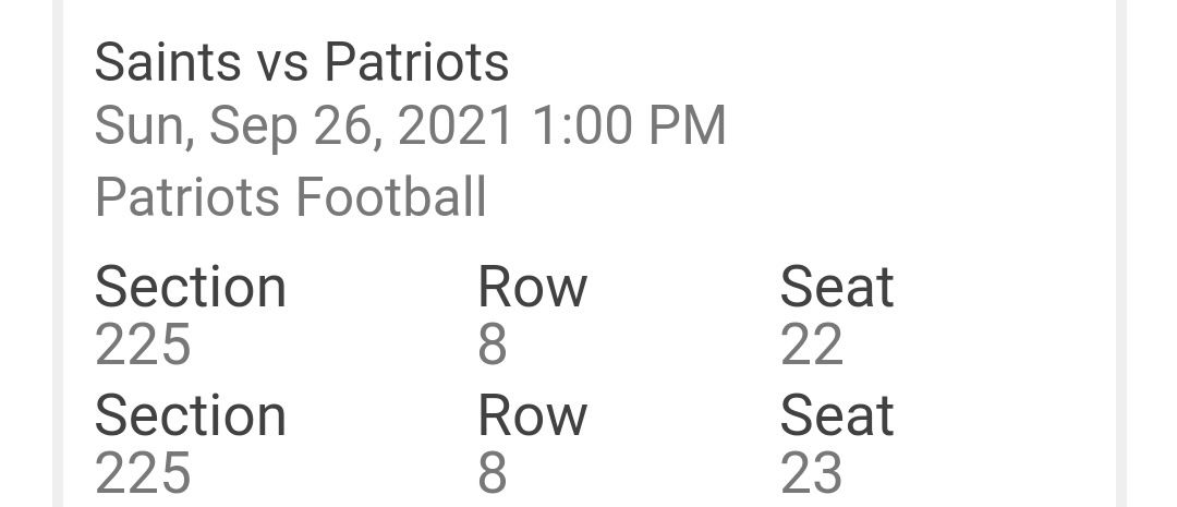 Two Patriots Tickets 