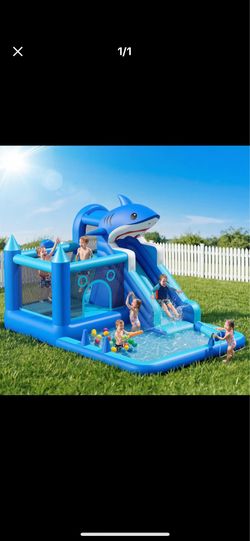 Shark  Inflatable Water Bouncy Castle, Multi-Acti