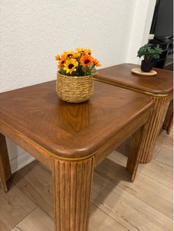 End tables (2) – Wood & Gold Trim