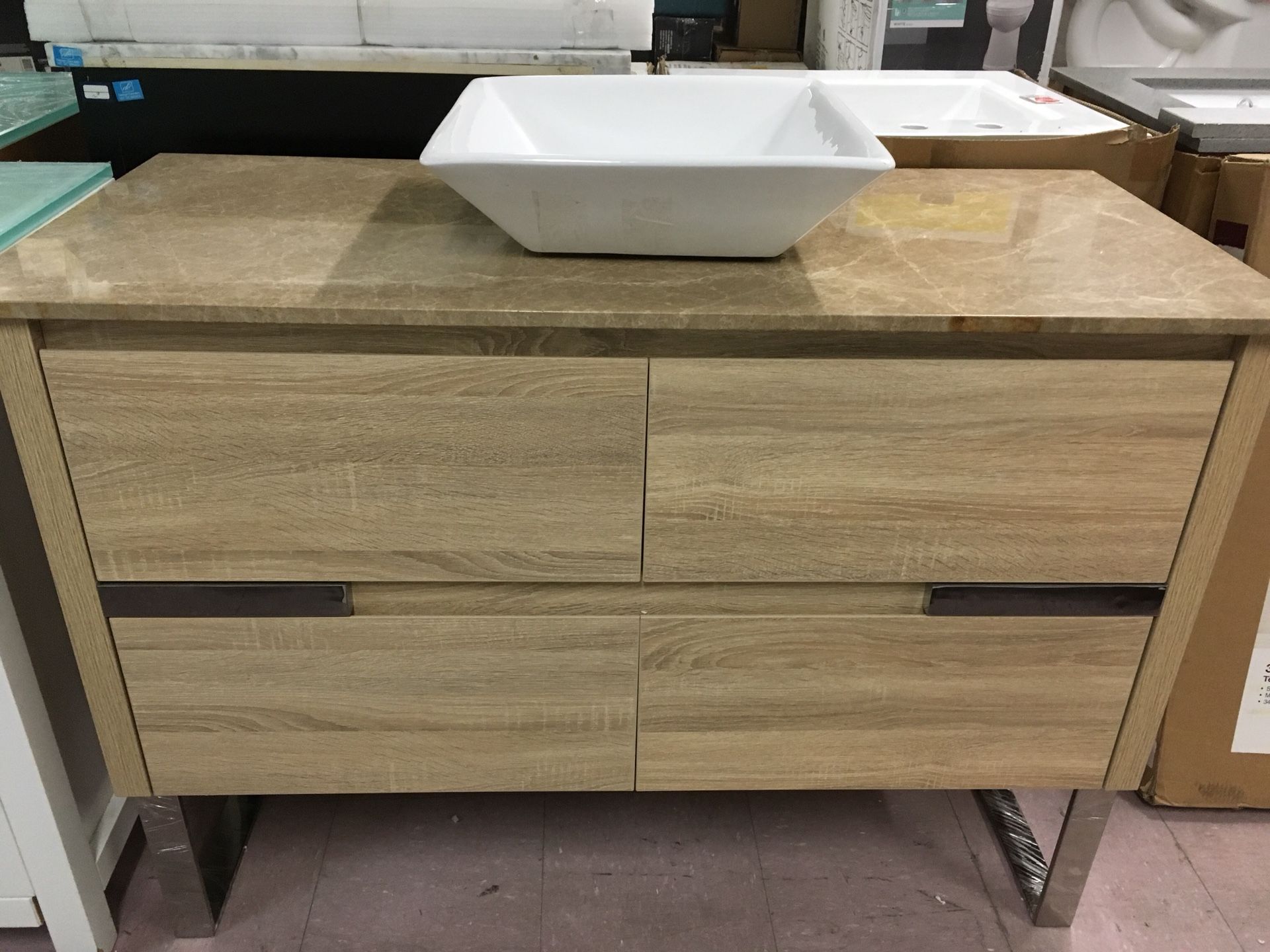 48 IN BATHROOM VANITY CABINET WITH GRANITE TOP AND VESSEL SINK COMBO