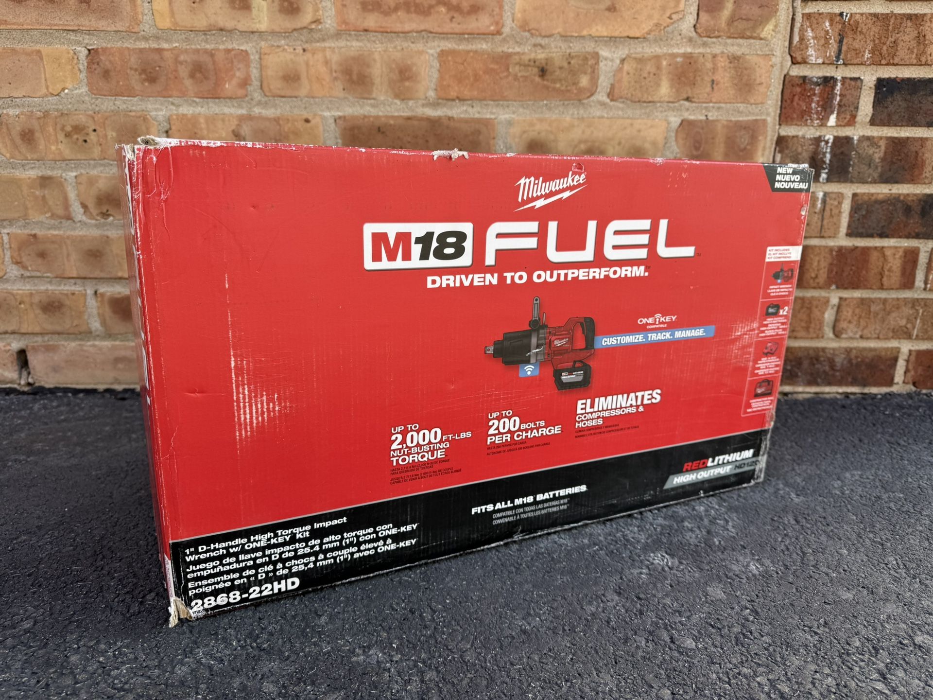 New Milwaukee M18 1in Impact Wrench With D-Handle Kit