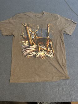 XL Brown Tie-Dye Winter Deer Buck Mens Short Sleeve T-Shirt
