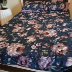 Queen Bed White  and Browngood Condition
