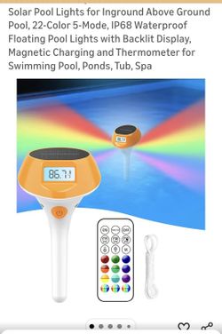 🌞Solar Pool Light w/ Thermometer – 22 Colors – NEW – $20