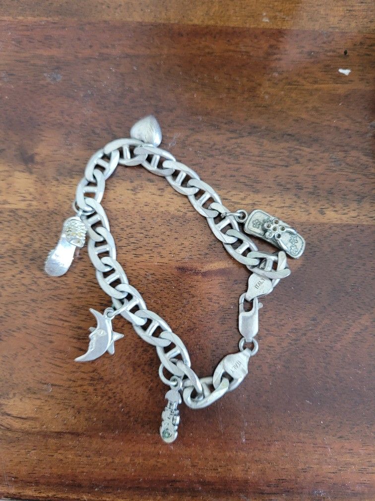 925 Italian Silver Bracelet With 5 Charms