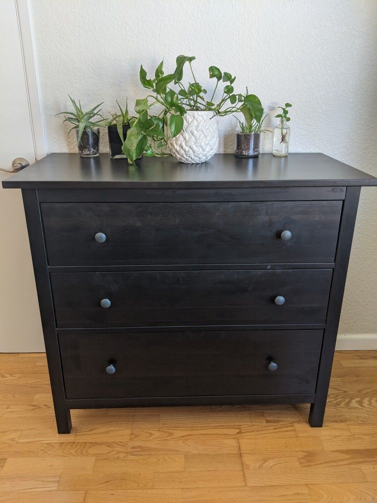 IKEA, HEMNES 3-Drawer Chest, Black/Brown