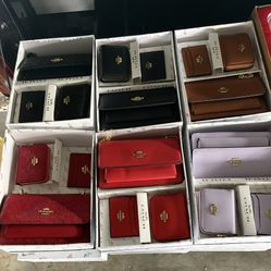 Coach 3-Piece Wallet & Card Holder Set – Multiple Colors (Red, Black, Brown, Lavender)