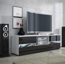 Modern TV Stand, Gloss Fronts, LED included