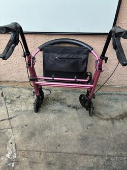 Pink 4-Wheel Rollator Walker with Bag