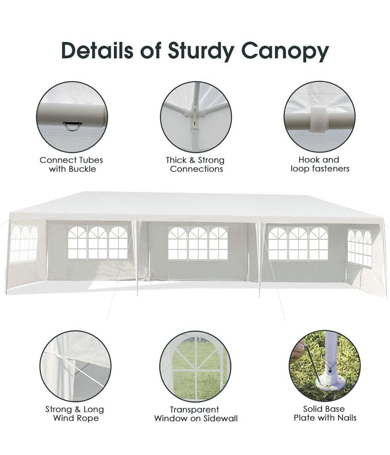 10 ft. x 30 ft. 🌦️⛺️⛺️White Party Wedding Tent Canopy 5 Sidewall🎊🎉🎊