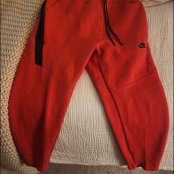 Nike Tech Fleece Red SMALL Jogger Pants Sweatpants Crop Ankle