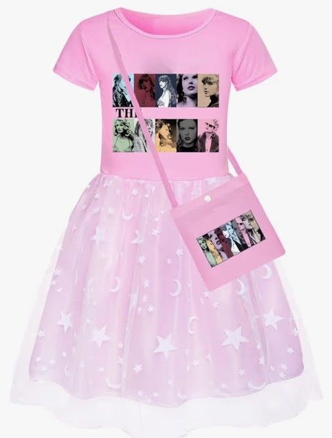 Adorable Design: This lovely dress features a charming and adorable design perfect for young girlSwift Concert Pink Super Star Singer Dress for Girls