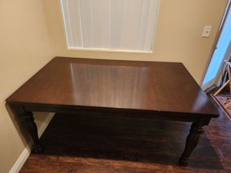 Dark Wood Dining Table with Turned Legs