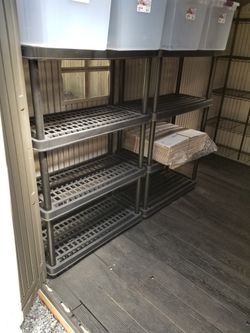 Greenmade Storage Utility Rack Shelves Plastic Resin 4 Tier Shelf Black Lightweight 