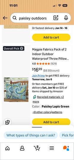 Patio cushions