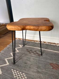 Natural Live Edge Wood Side Table