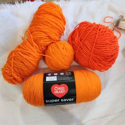 Assorted Orange Yarn Lot 