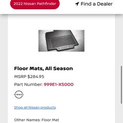 2022 Nissan Pathfinder All Weather Floor Mats