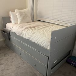 Taylor & Olive Begonia Twin Bed with Twin Trundle & built in drawers