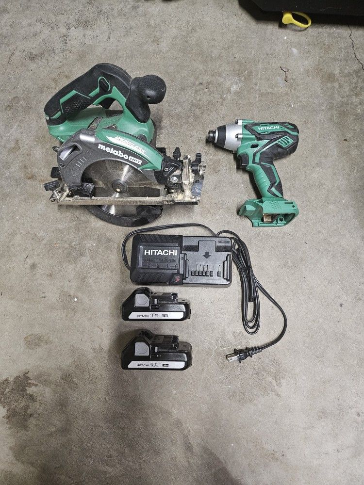 Hitachi Metabo HPT Circular Saw And Impact Driver Power Drill