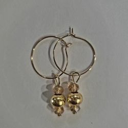 HOOP EARRINGS WITH REMOVEABLE  SWAROVSKI BEAD CHARM ADD ONS DESIGNER ORIGINAL 