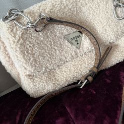 GUESS Cream Sherpa Flap Shoulder