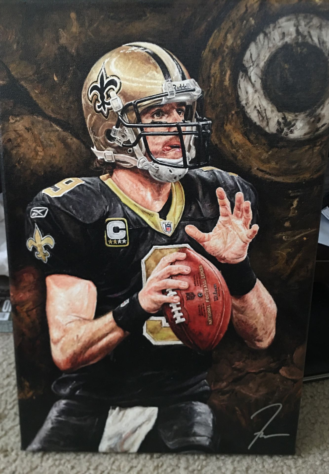 Drew brees painting 18 by 12