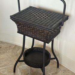 Antique Wicker Footed Sewing Basket 1880