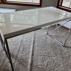 Modern White Gloss & Chrome Desk by Wayfair