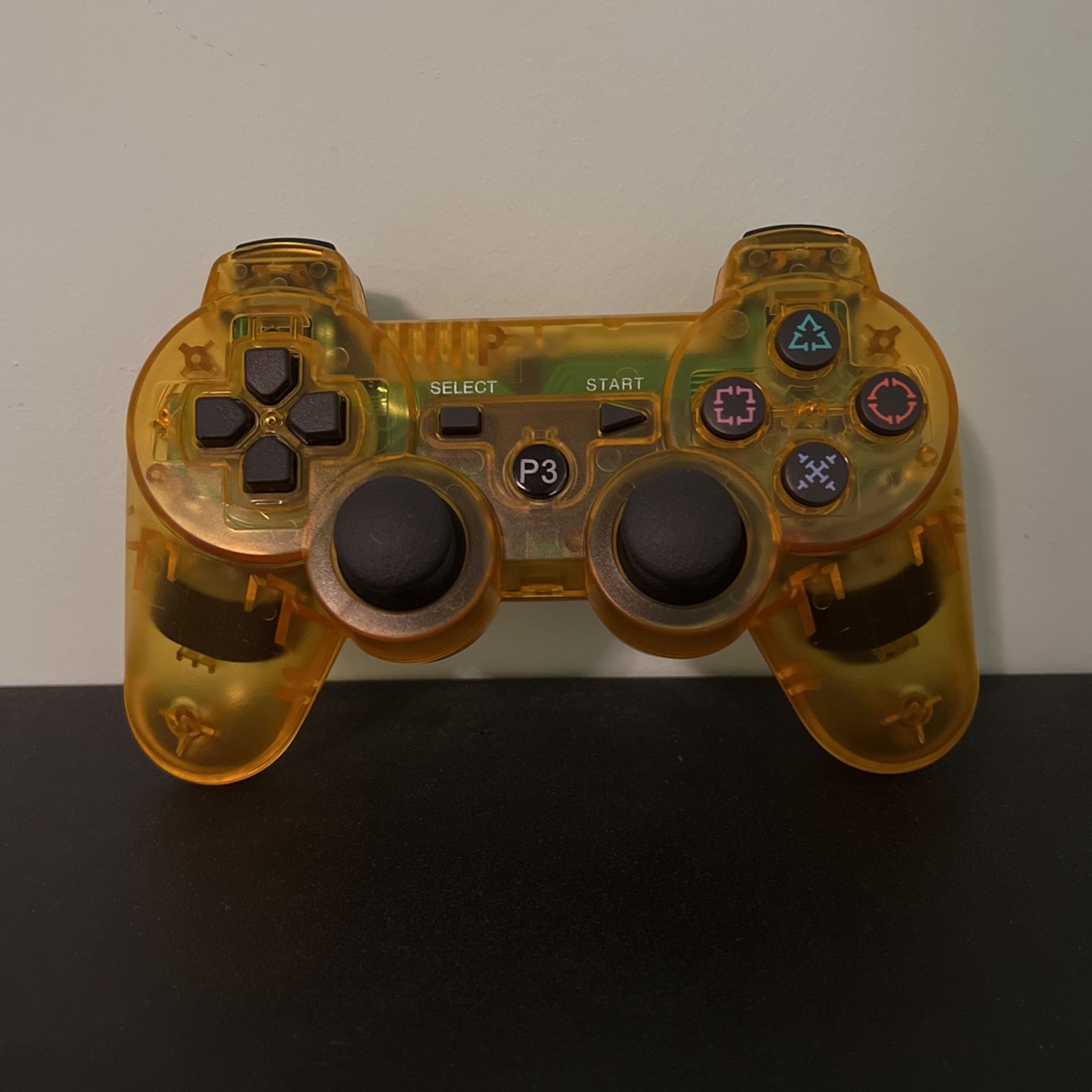 PS3 Controller Clear Yellow Wireless New 
