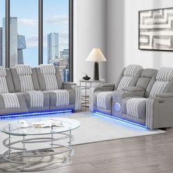 NEW POWERED RECLINING SOFA AND LOVESEAT OPTIONAL RECLINER, INCLUDING FREE DELIVERY