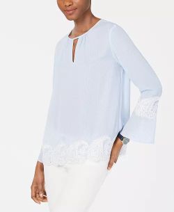 Tommy Hilfiger Light Blue Blouse with Lace Details