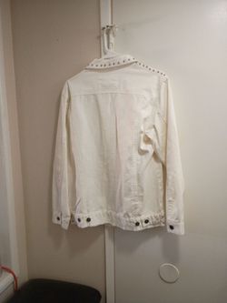 White Denim Jacket with Silver Studs