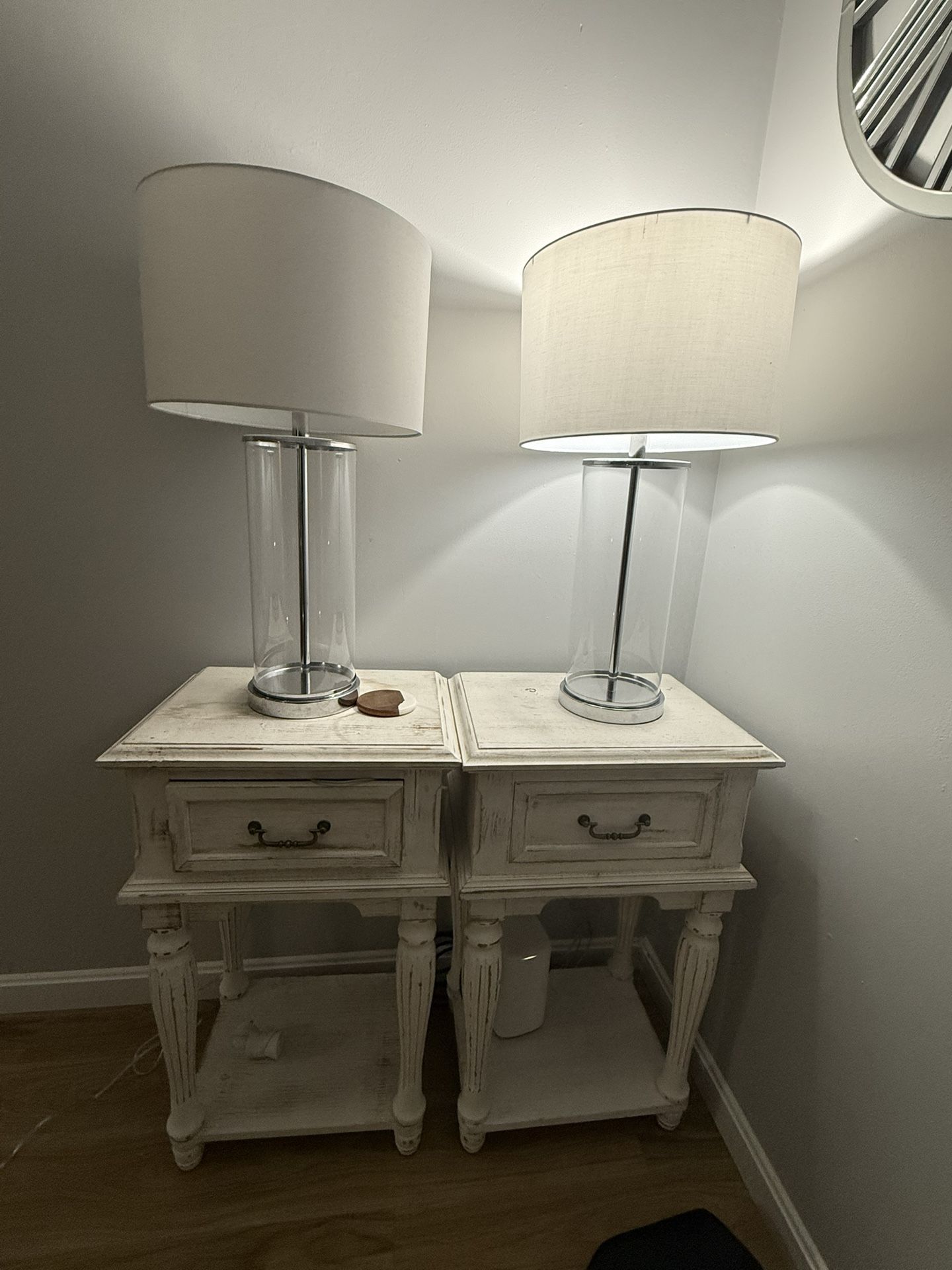 2 End Tables And 2 New Lamps