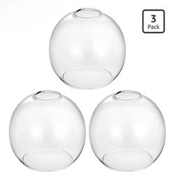 3 Pack Clear Glass Shade Replacements, Globe Glass Lamp Shade Covers for Light Fixtures, 1.65 In Fitter 5.1 In Height 5.9 In Diameter Globes Lampshade