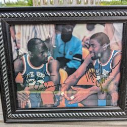 Michael Jordan & Magic Johnson 10x12" Facsimile Autographed Photo - Basketball Legends Print

