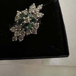 14K Yellow Gold Ring W/ Emeralds And Diamonds