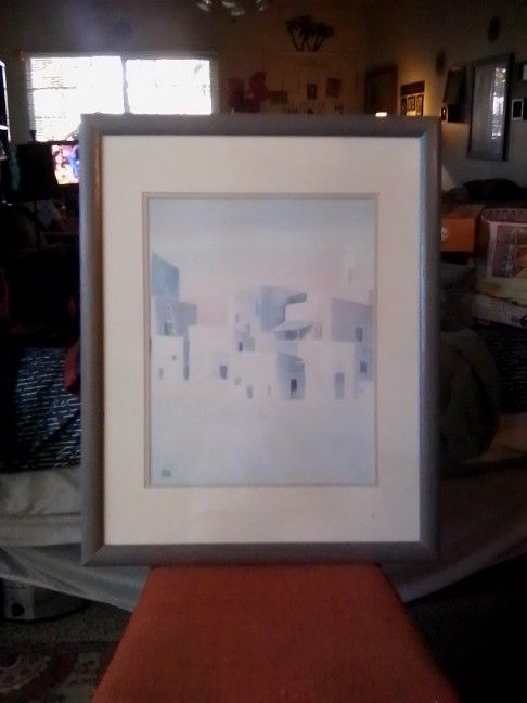 Vintage Watercolor Print Of Taos Pueblo Southwestern Indians.Signed By The Artist,Terry Madden.