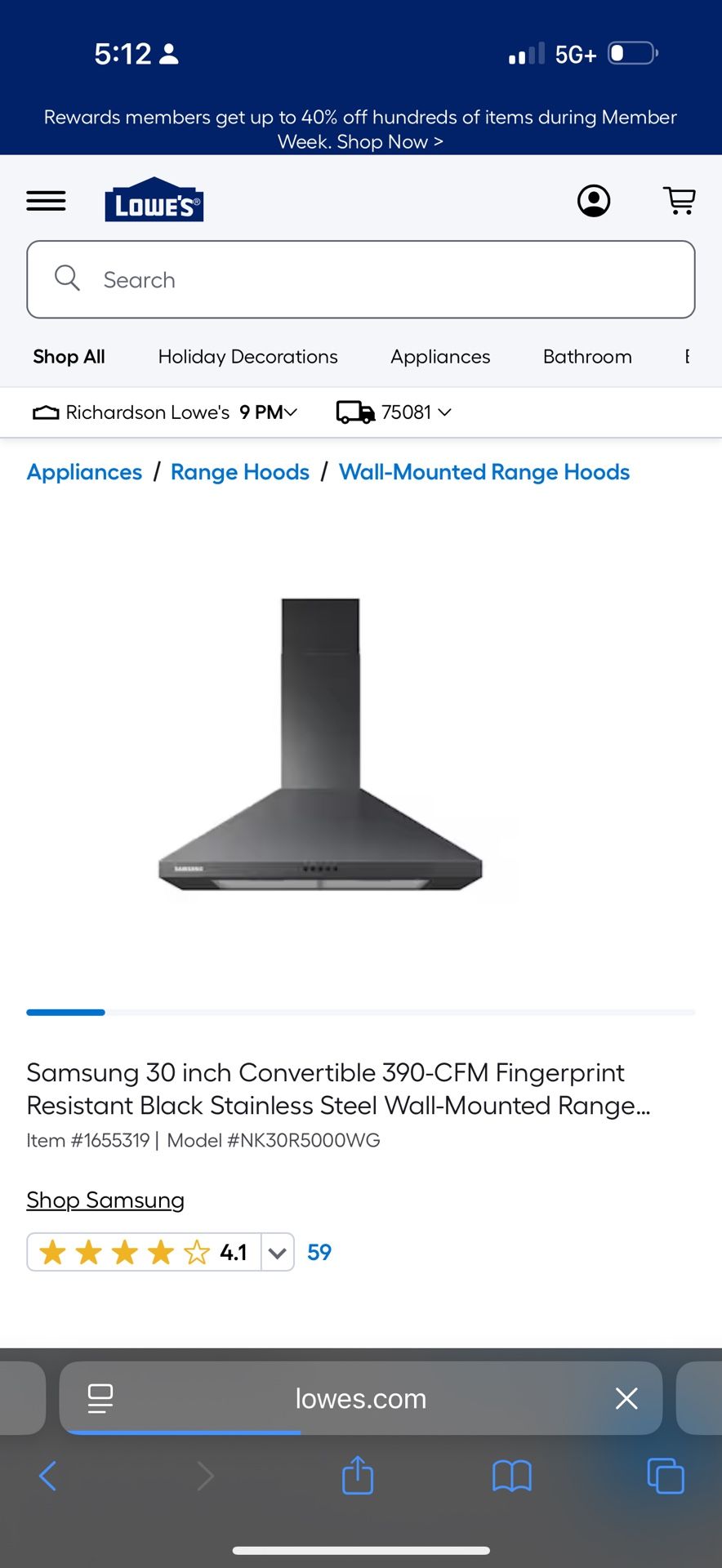 Samsung 30 Inch Wall Mounted