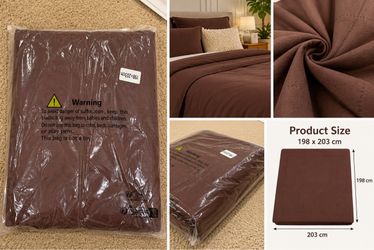 Brown Bedspread Quilt Cover Set 198x203cm