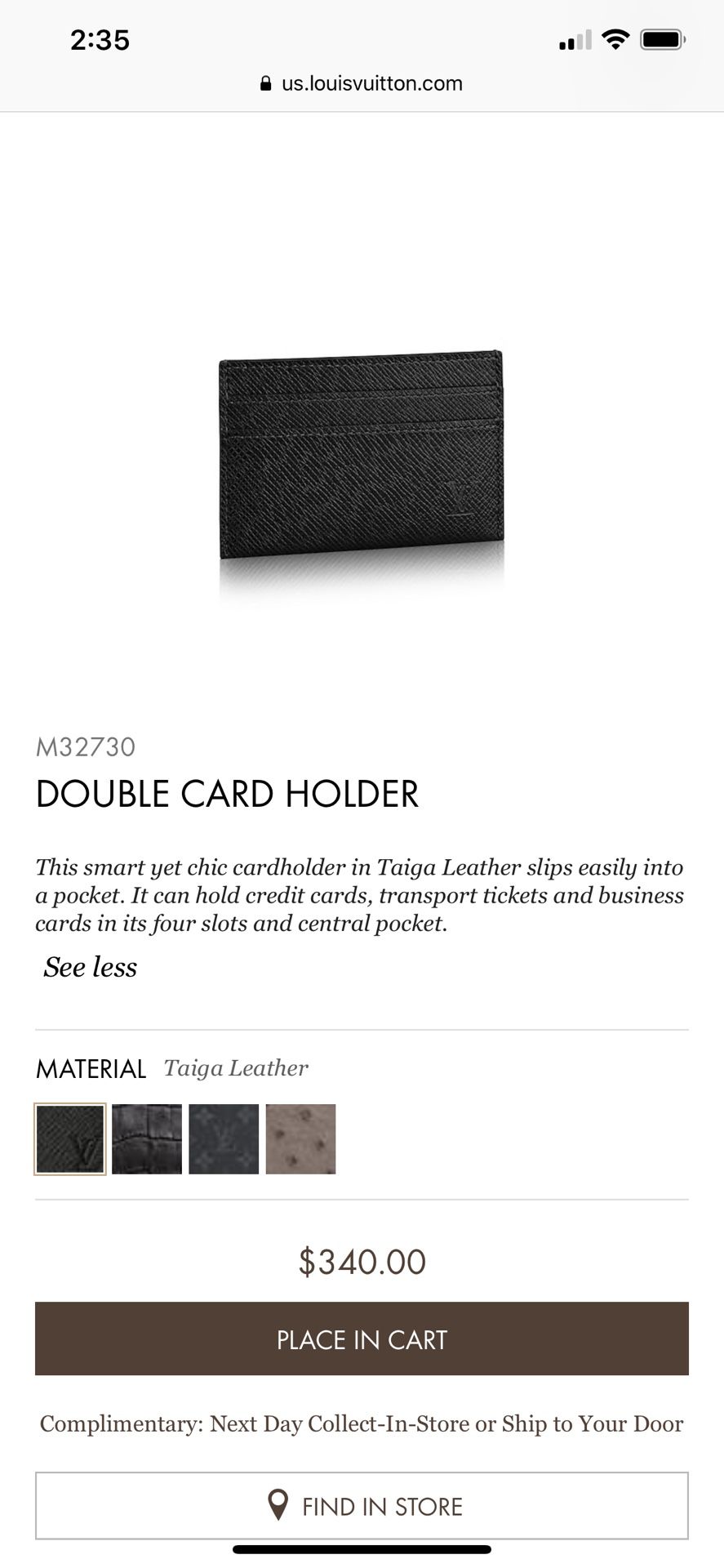 Shop Louis Vuitton Double card holder (M32730) by CITYMONOSHOP